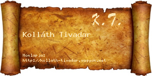 Kolláth Tivadar névjegykártya